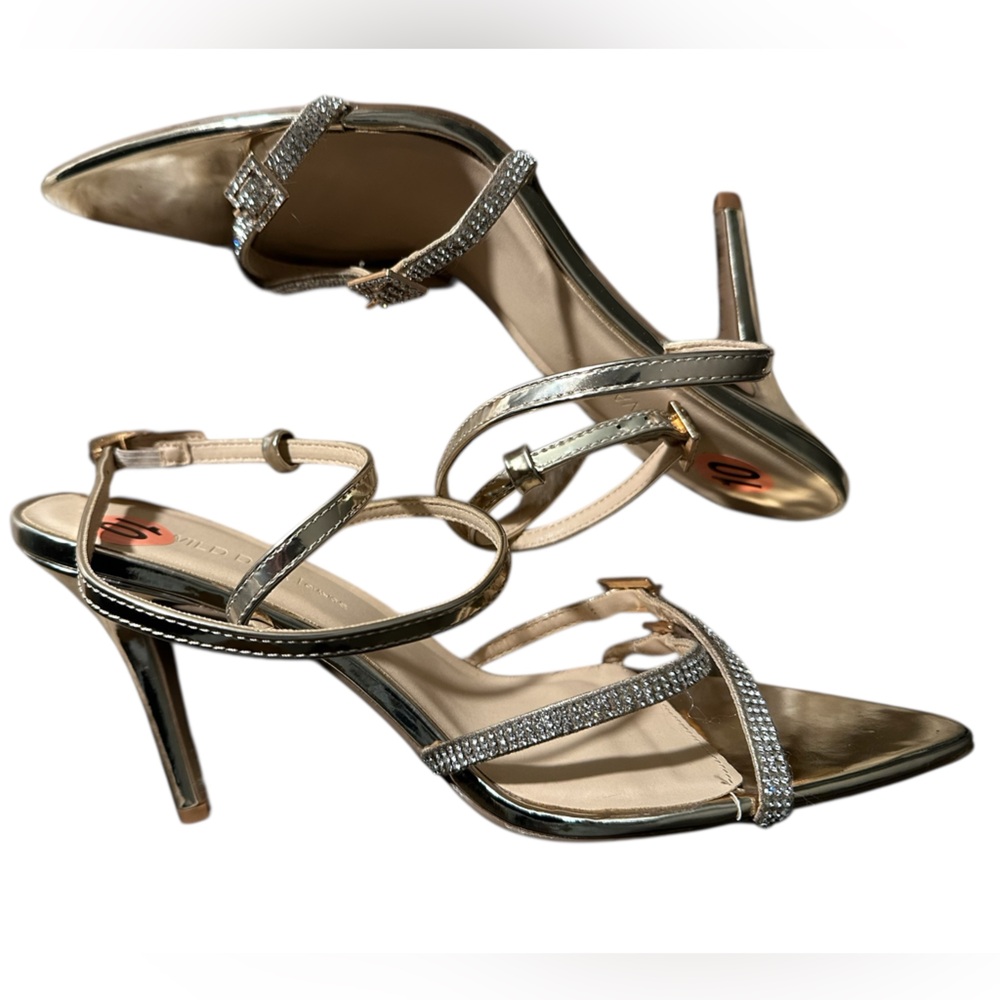 Wild Diva Women's Rhinestone Embellished Straps Formal Stiletto High Heels - Picture 2 of 13